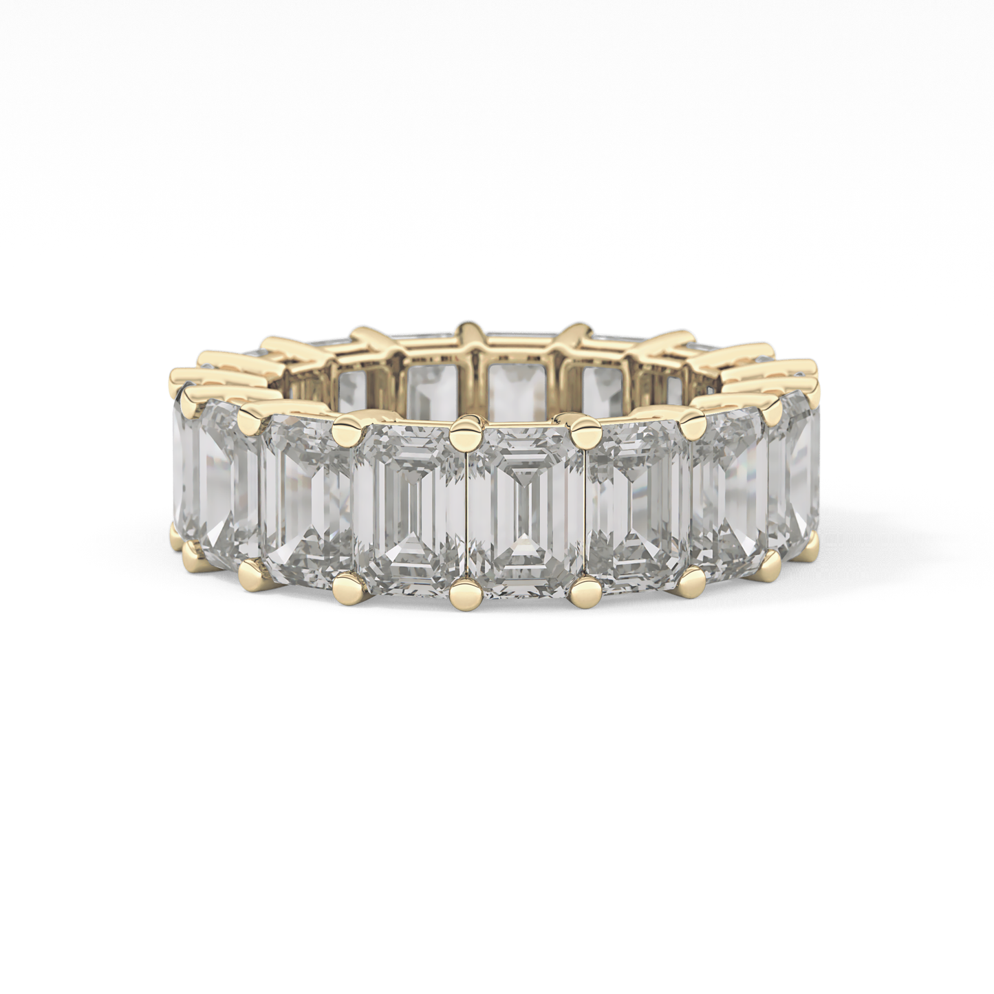 Full Eternity Wedding Band with 10.23 TCW Emerald Cut Moissanite – Yellow, White, or Rose Gold