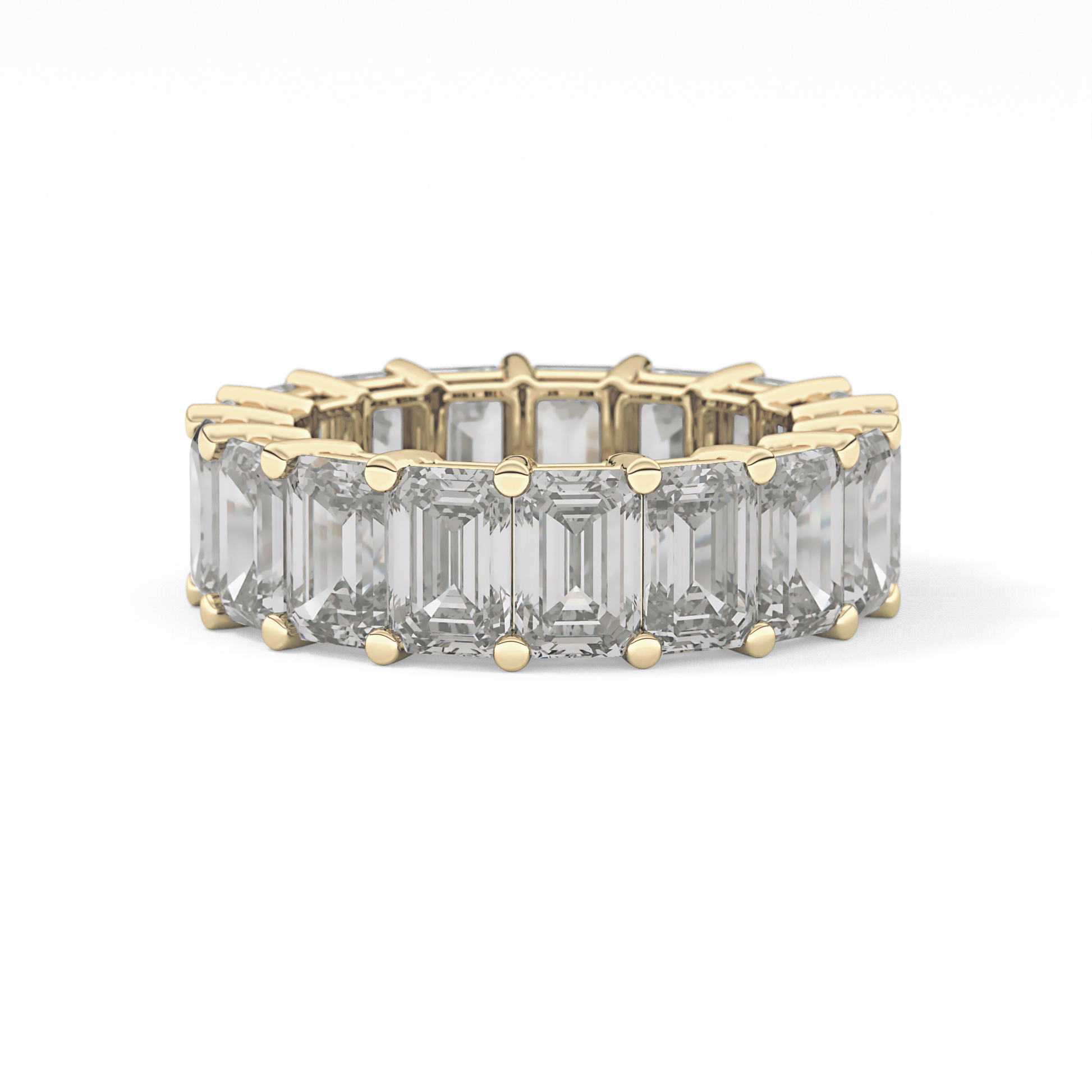 Full Eternity Wedding Band with 10.23 TCW Emerald Cut Moissanite – Yellow, White, or Rose Gold