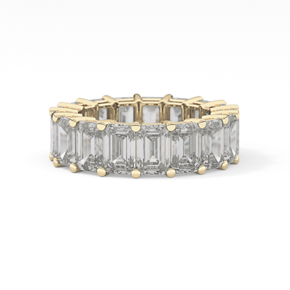 Full Eternity Wedding Band with 10.23 TCW Emerald Cut Moissanite – Yellow, White, or Rose Gold
