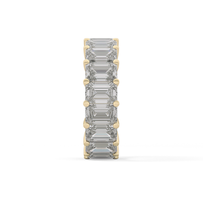 Full Eternity Wedding Band with 10.23 TCW Emerald Cut Moissanite – Yellow, White, or Rose Gold