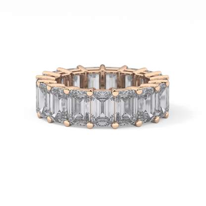 Full Eternity Wedding Band with 10.23 TCW Emerald Cut Moissanite – Yellow, White, or Rose Gold