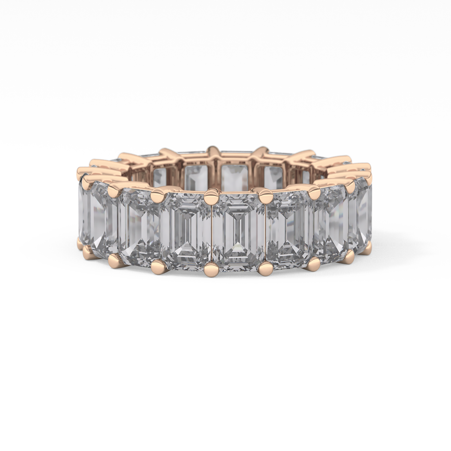 Full Eternity Wedding Band with 10.23 TCW Emerald Cut Moissanite – Yellow, White, or Rose Gold