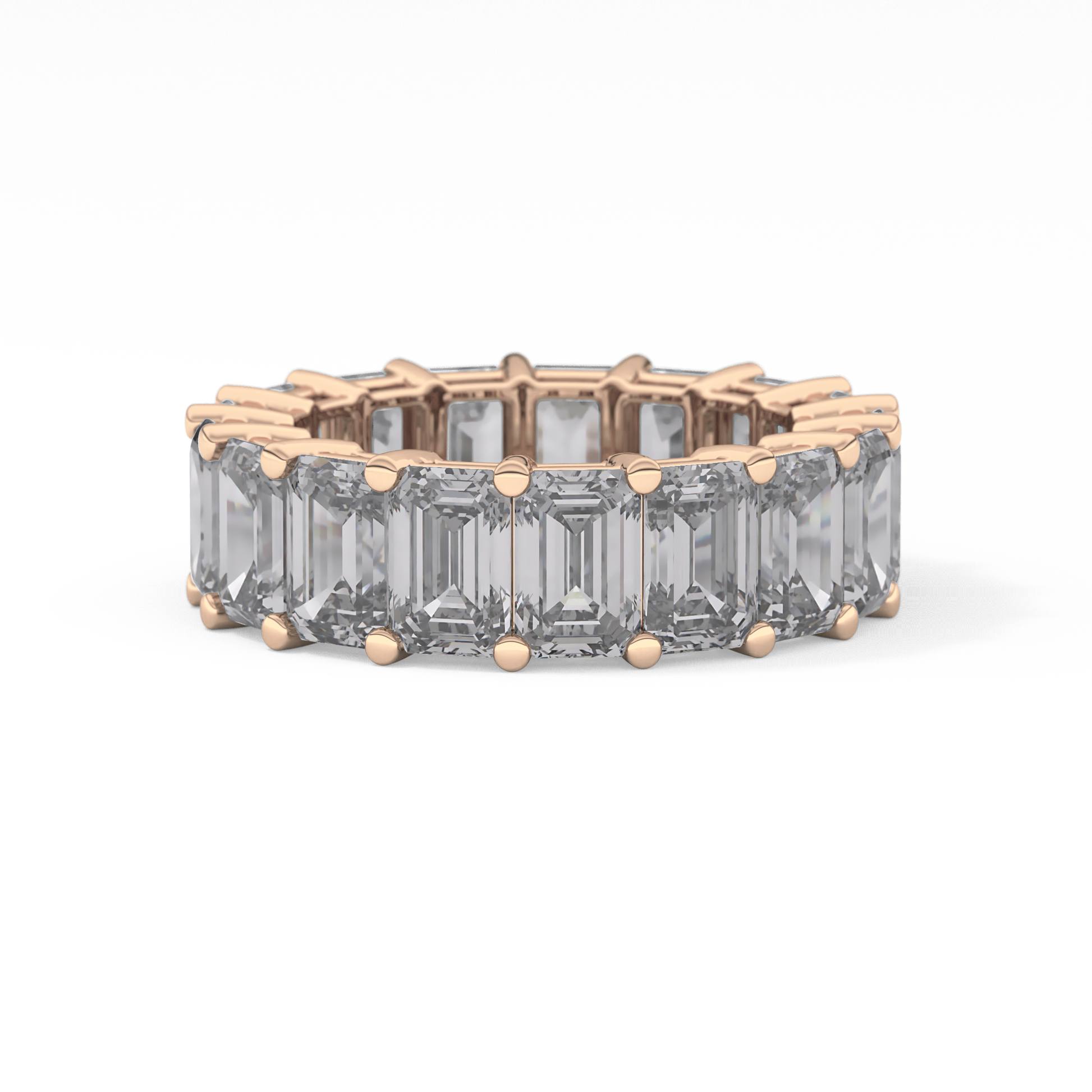 Full Eternity Wedding Band with 10.23 TCW Emerald Cut Moissanite – Yellow, White, or Rose Gold