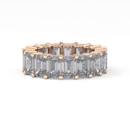 Full Eternity Wedding Band with 10.23 TCW Emerald Cut Moissanite – Yellow, White, or Rose Gold
