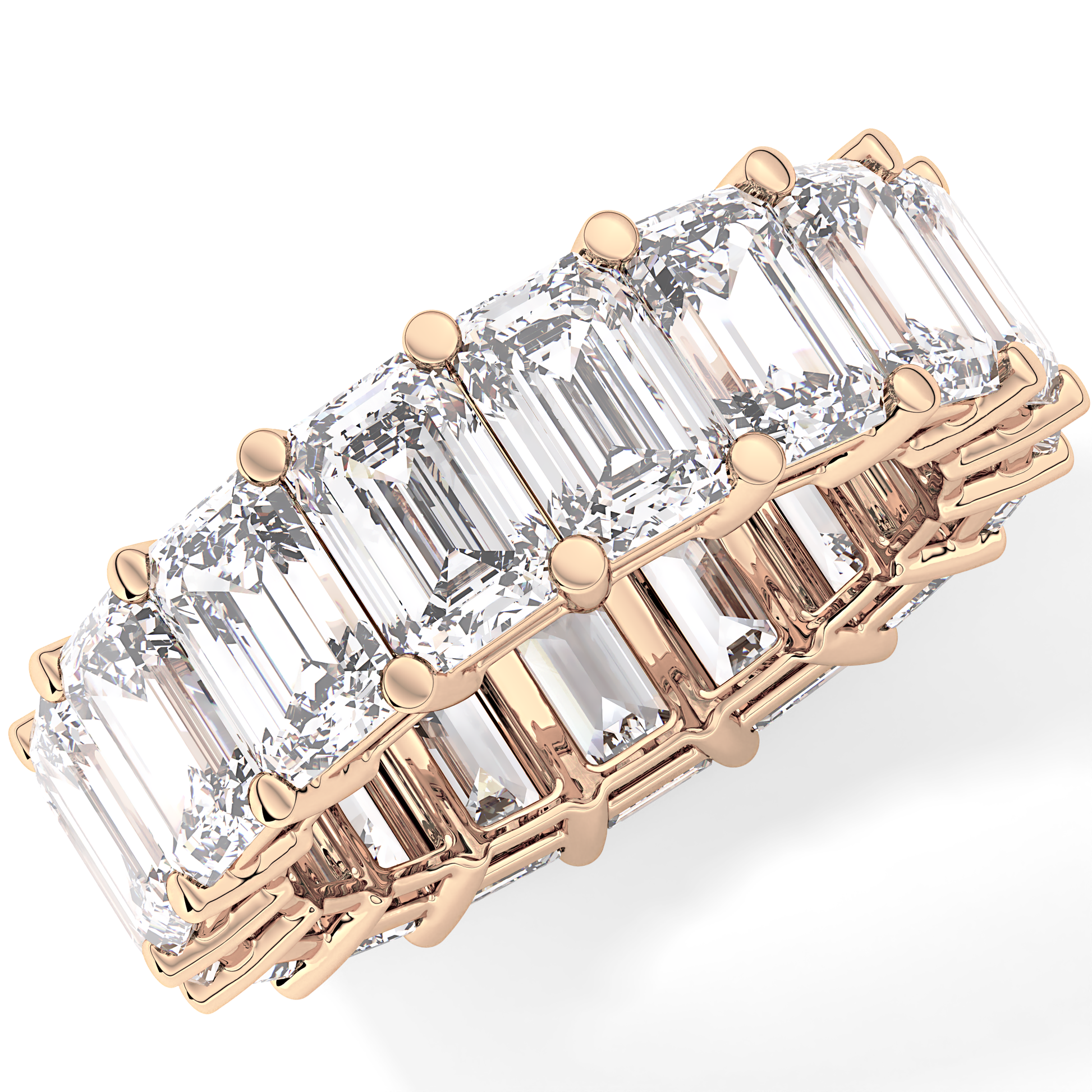 Full Eternity Wedding Band with 10.23 TCW Emerald Cut Moissanite – Yellow, White, or Rose Gold