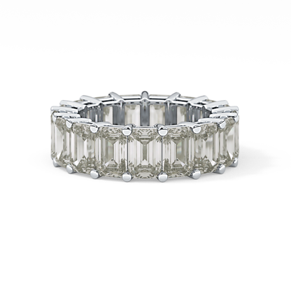Full Eternity Wedding Band with 10.23 TCW Emerald Cut Moissanite – Yellow, White, or Rose Gold