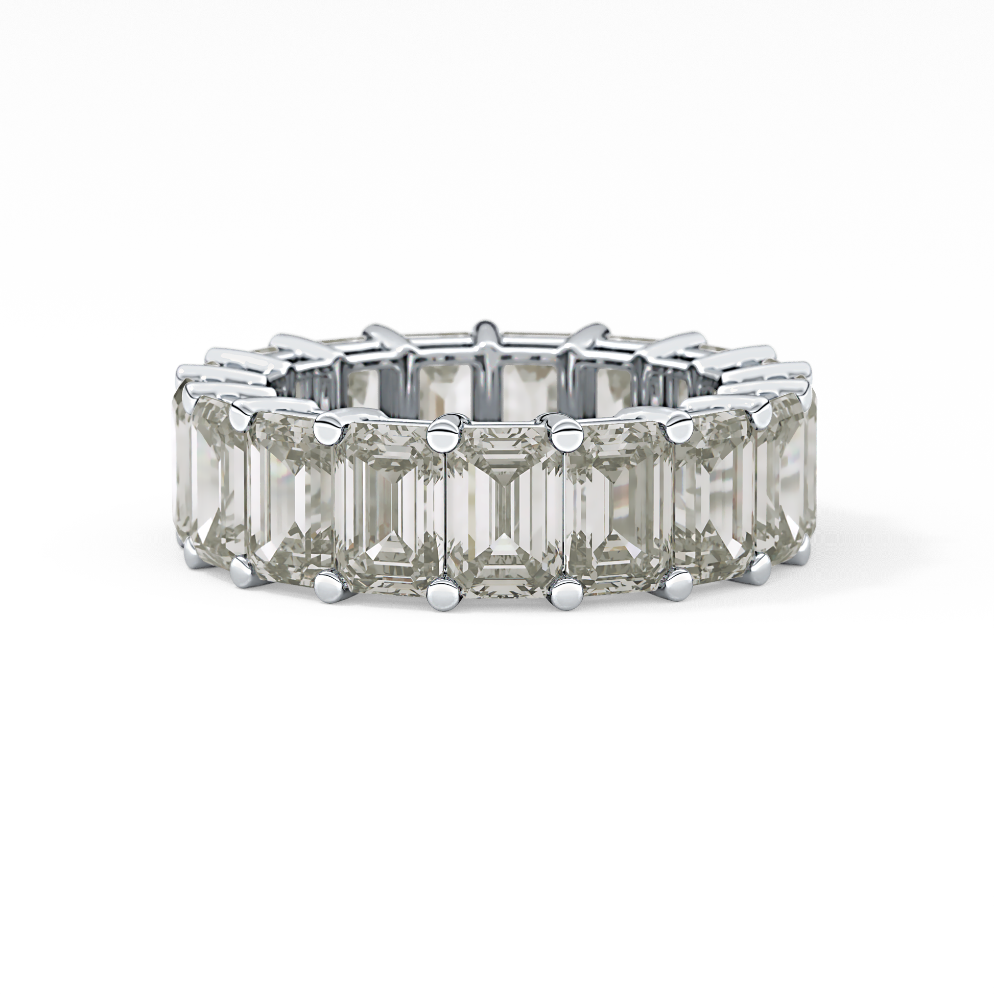 Full Eternity Wedding Band with 10.23 TCW Emerald Cut Moissanite – Yellow, White, or Rose Gold