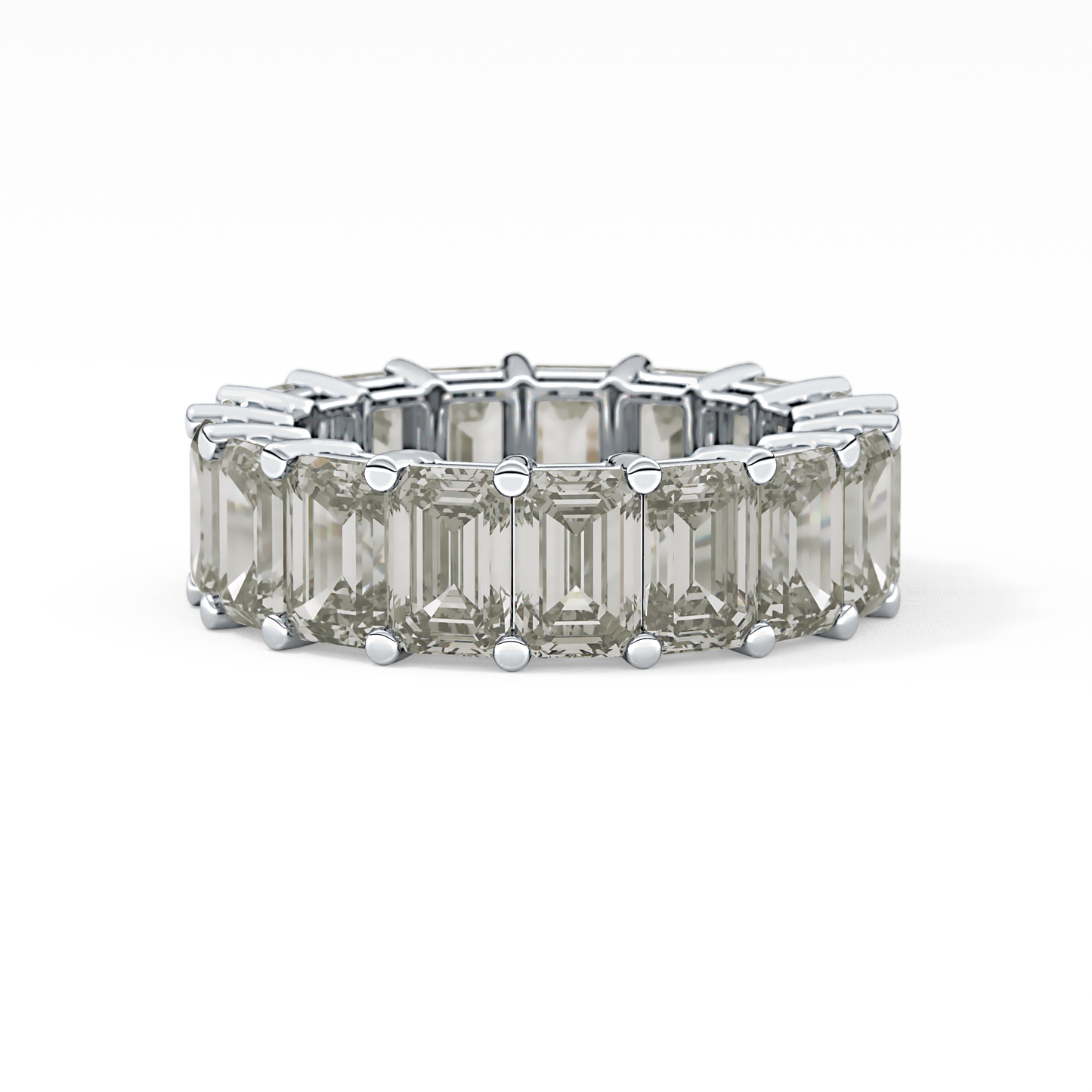 Full Eternity Wedding Band with 10.23 TCW Emerald Cut Moissanite – Yellow, White, or Rose Gold
