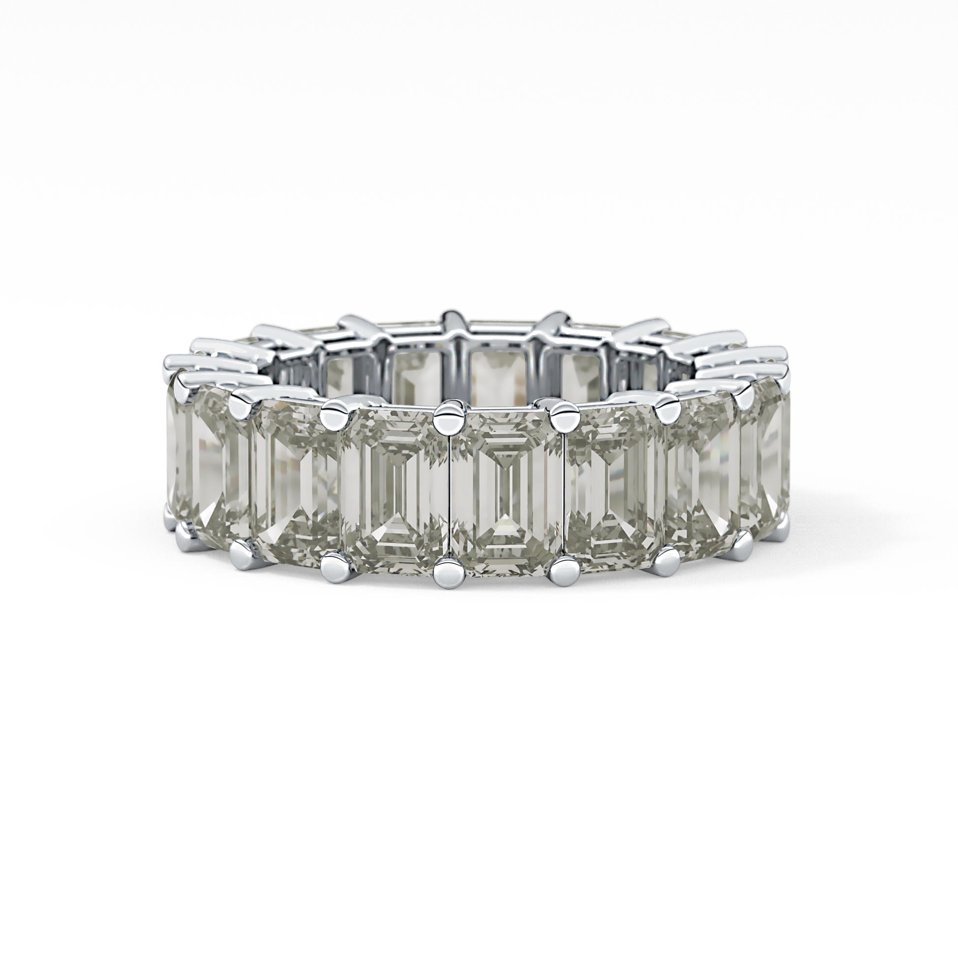 Full Eternity Wedding Band with 10.23 TCW Emerald Cut Moissanite – Yellow, White, or Rose Gold