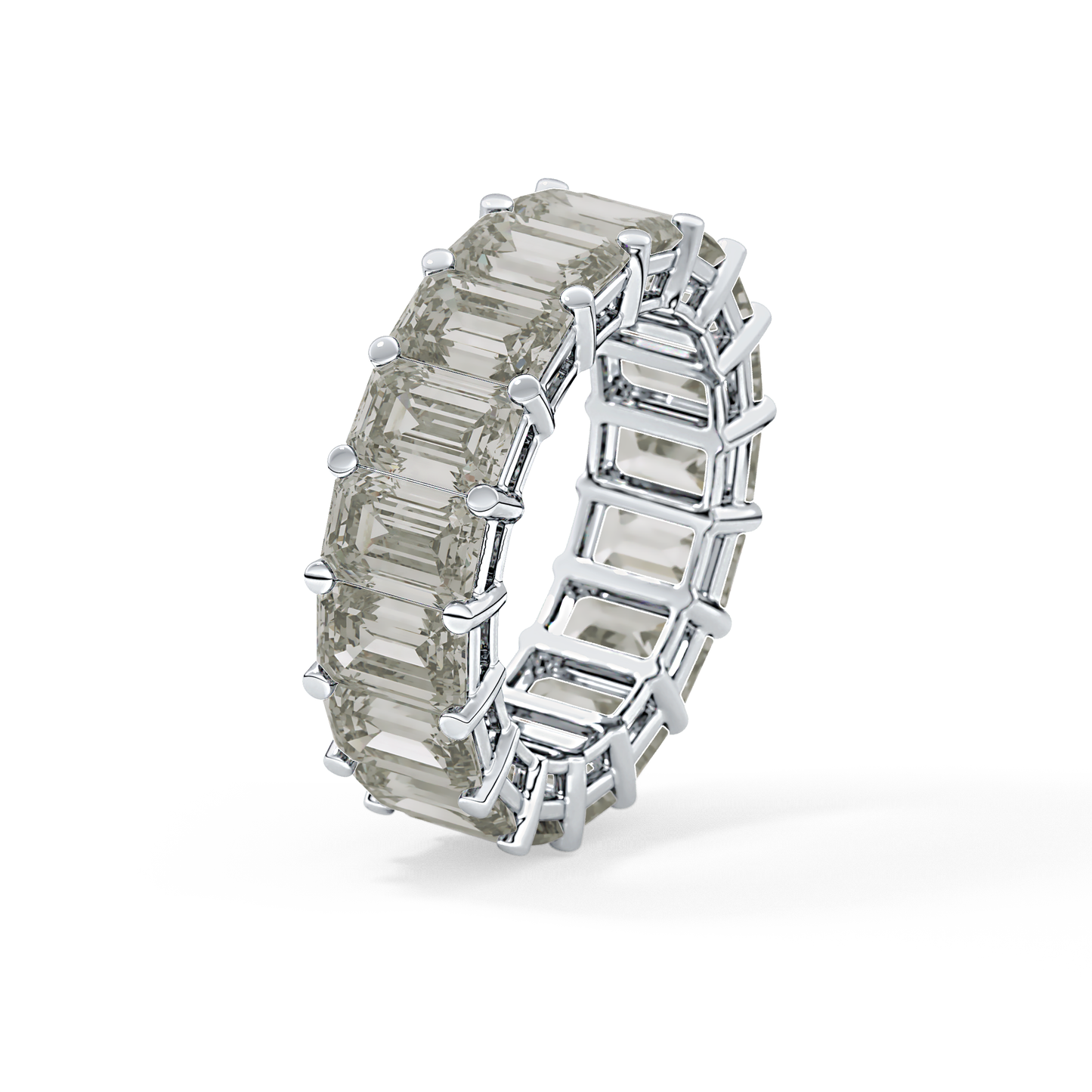 Full Eternity Wedding Band with 10.23 TCW Emerald Cut Moissanite – Yellow, White, or Rose Gold