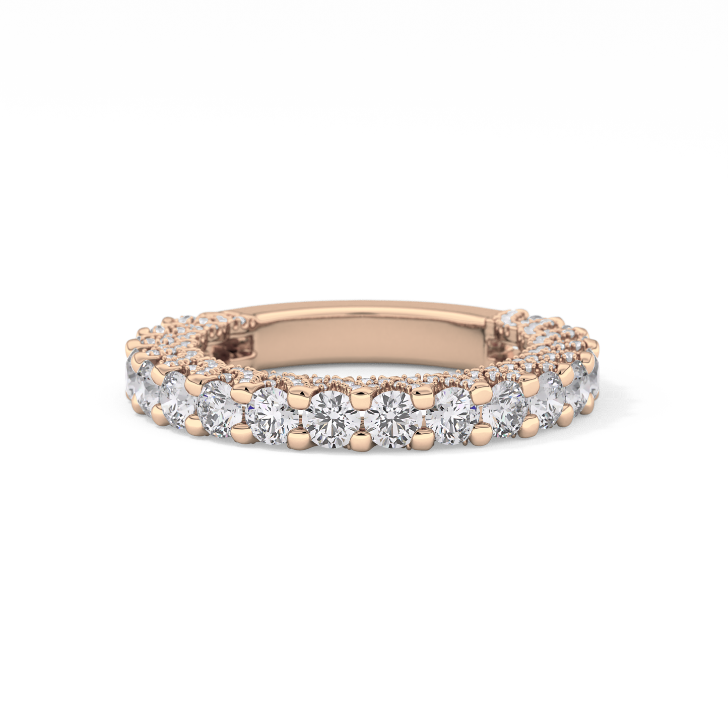 Half Eternity Wedding Band with 1.83 TCW Round Cut Moissanite – Yellow, White, or Rose Gold