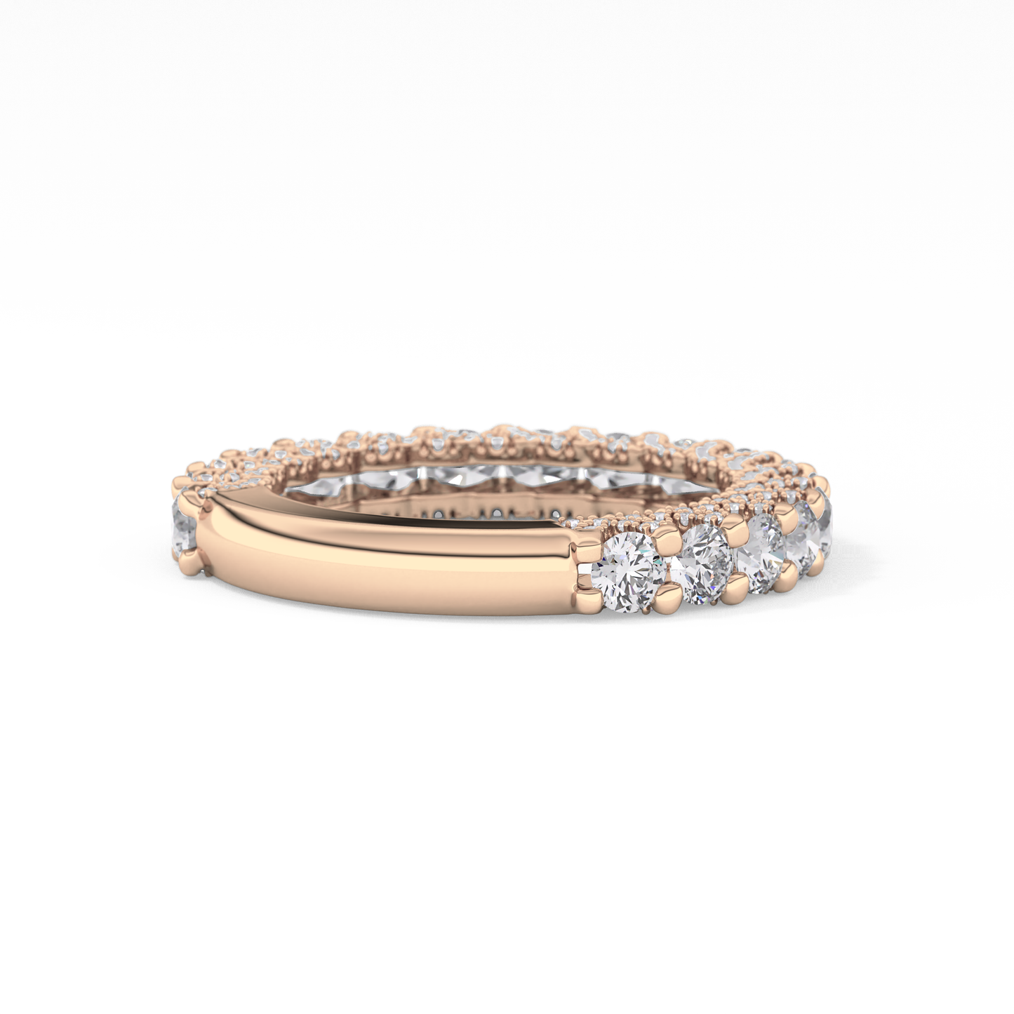 Half Eternity Wedding Band with 1.83 TCW Round Cut Moissanite – Yellow, White, or Rose Gold