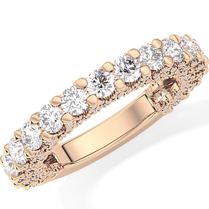 Half Eternity Wedding Band with 1.83 TCW Round Cut Moissanite – Yellow, White, or Rose Gold