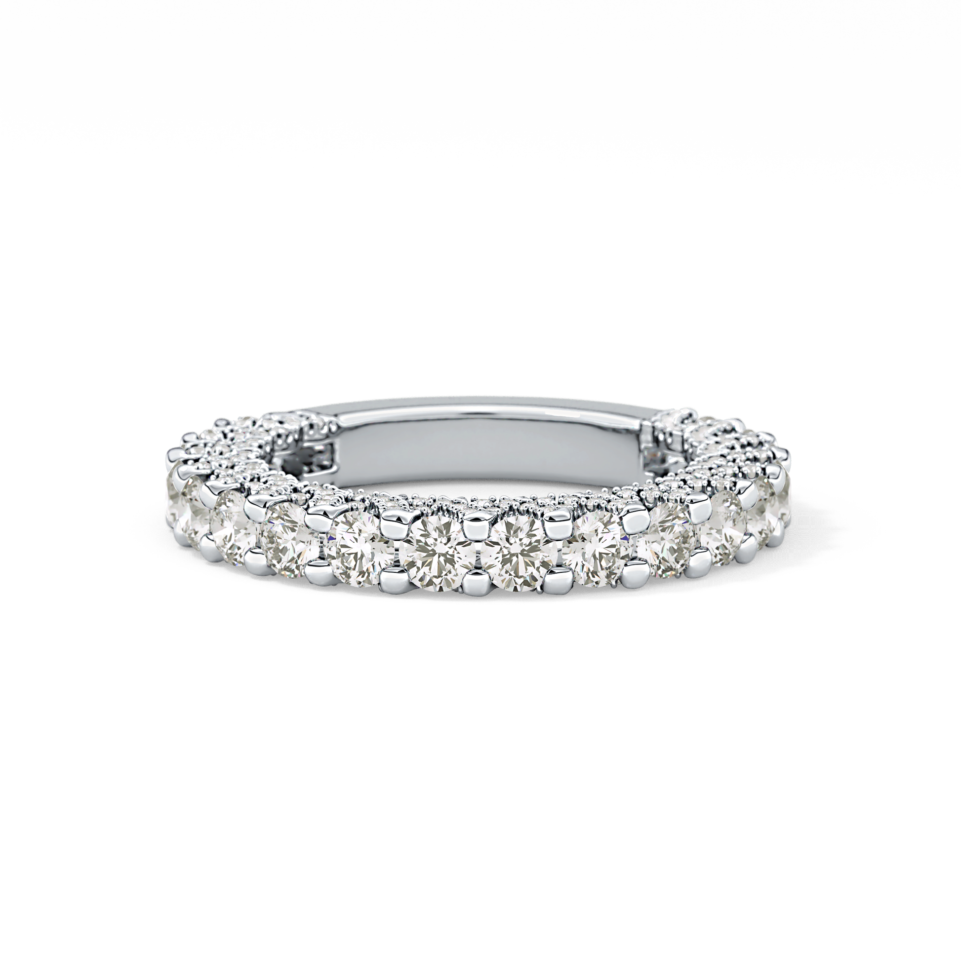 Half Eternity Wedding Band with 1.83 TCW Round Cut Moissanite – Yellow, White, or Rose Gold