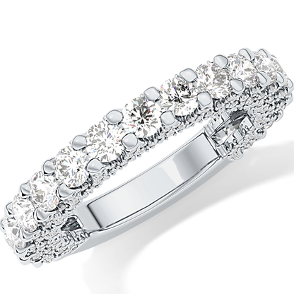 Half Eternity Wedding Band with 1.83 TCW Round Cut Moissanite – Yellow, White, or Rose Gold