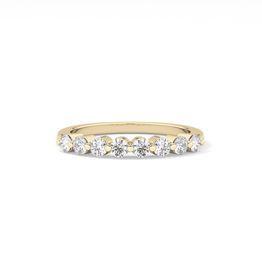 Half Eternity Wedding Band with 0.47 TCW Round Cut Moissanite – Yellow, White, or Rose Gold