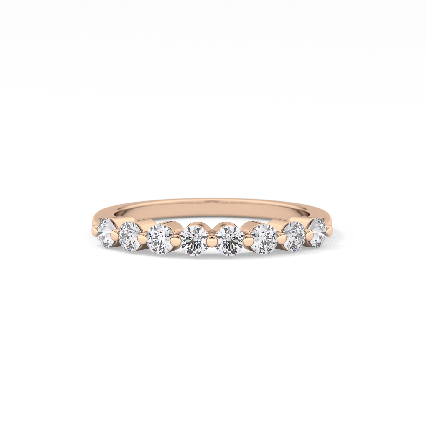 Half Eternity Wedding Band with 0.47 TCW Round Cut Moissanite – Yellow, White, or Rose Gold