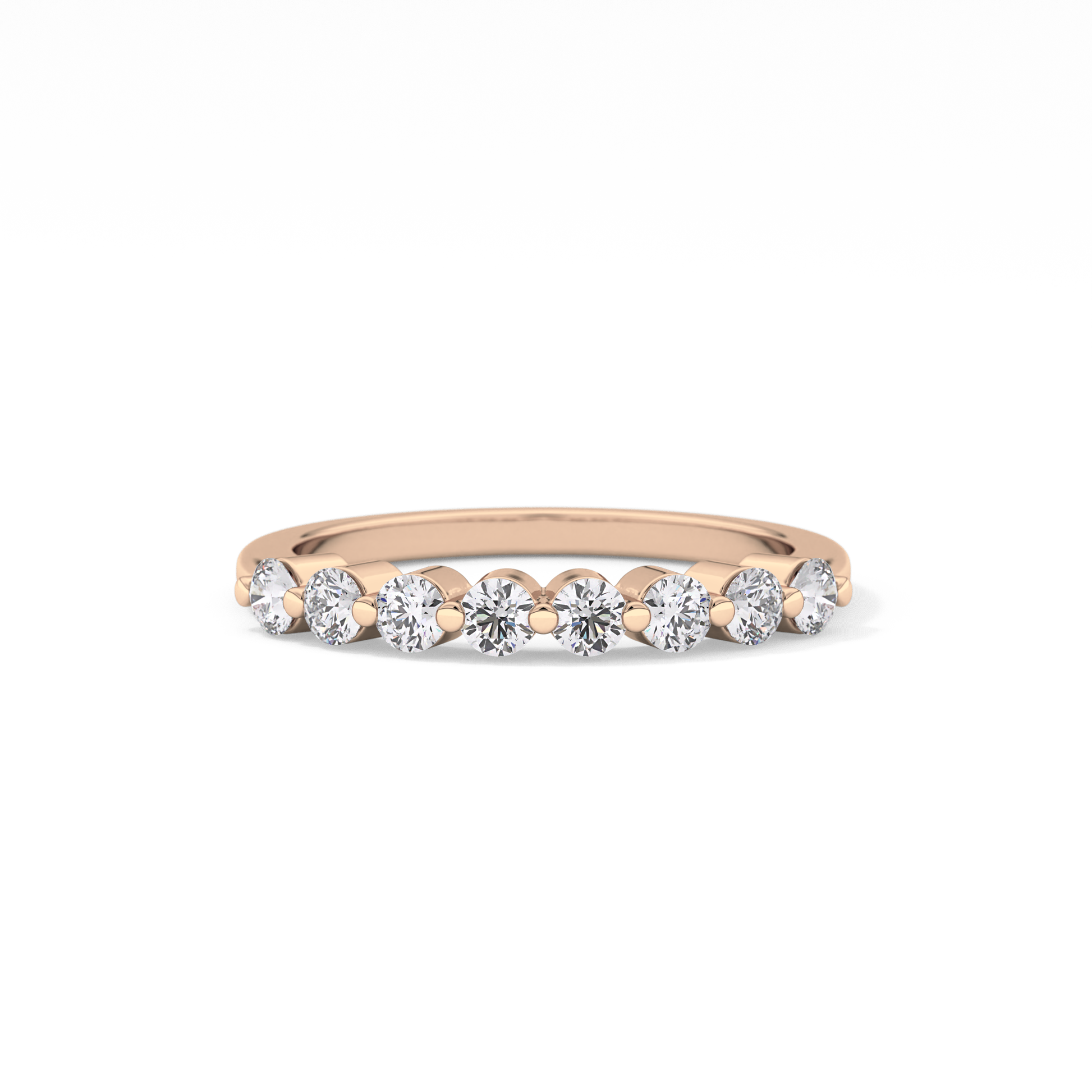 Half Eternity Wedding Band with 0.47 TCW Round Cut Moissanite – Yellow, White, or Rose Gold