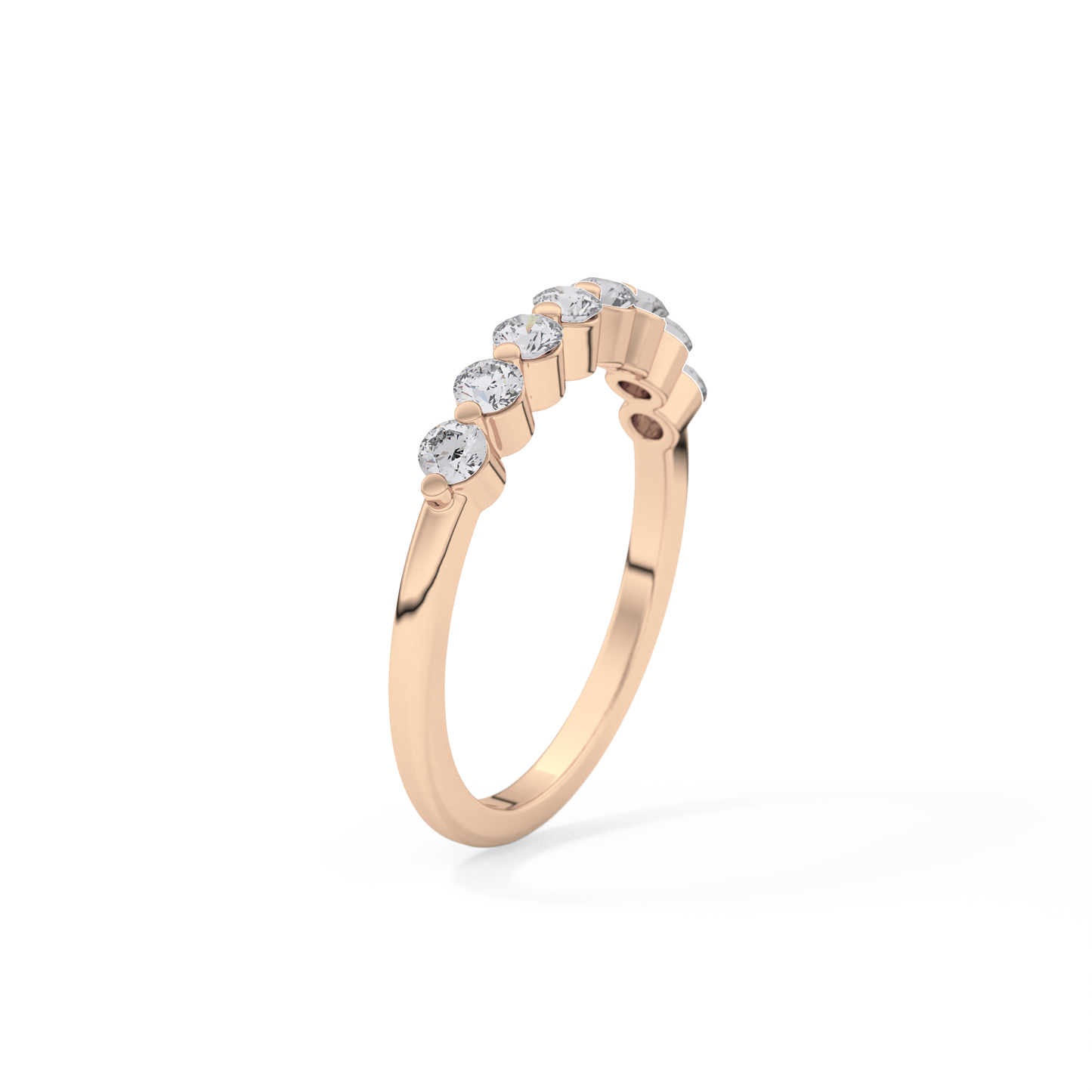 Half Eternity Wedding Band with 0.47 TCW Round Cut Moissanite – Yellow, White, or Rose Gold