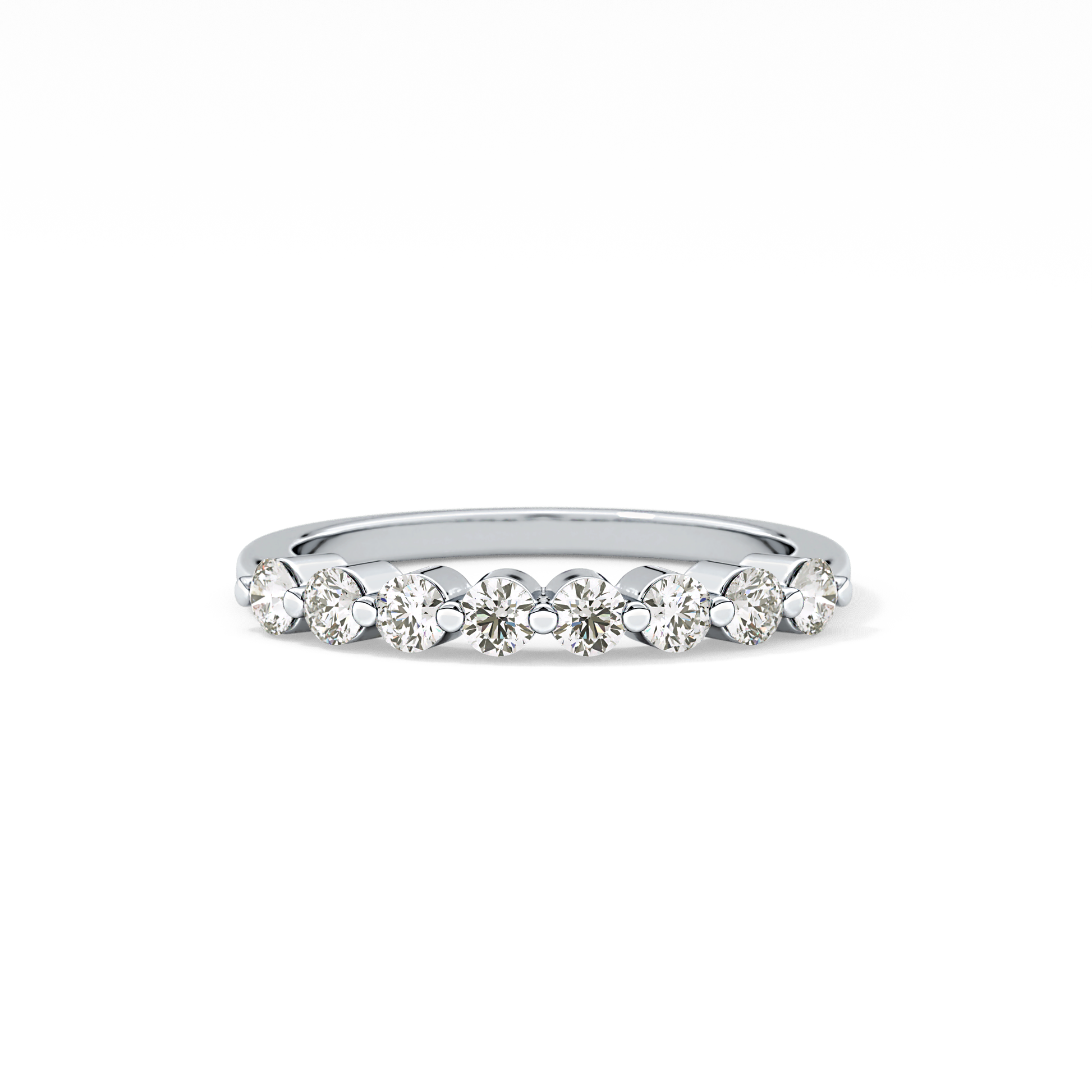 Half Eternity Wedding Band with 0.47 TCW Round Cut Moissanite – Yellow, White, or Rose Gold
