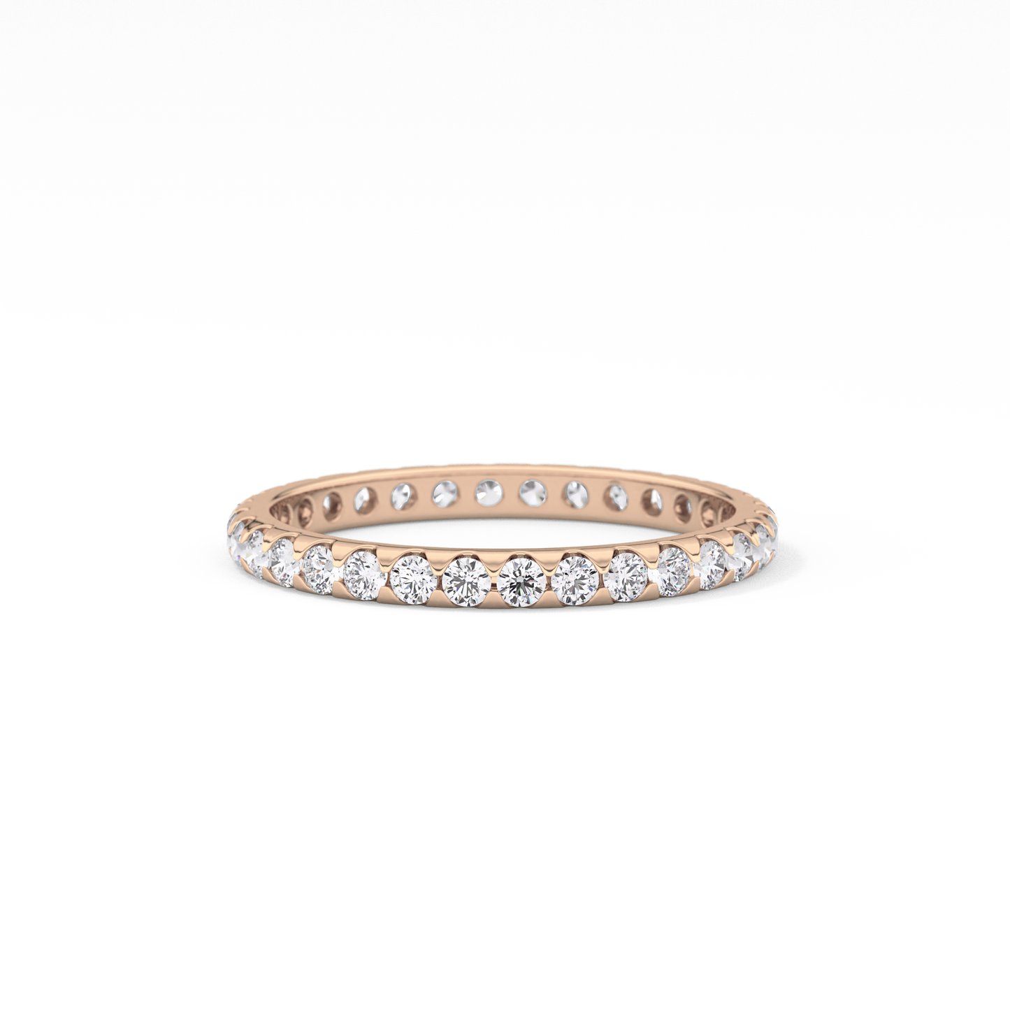 Full Eternity Wedding Band with 0.59 TCW Round Cut Moissanite – Yellow, White, or Rose Gold