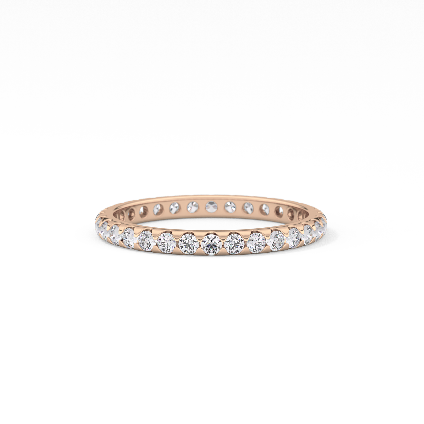 Full Eternity Wedding Band with 0.59 TCW Round Cut Moissanite – Yellow, White, or Rose Gold
