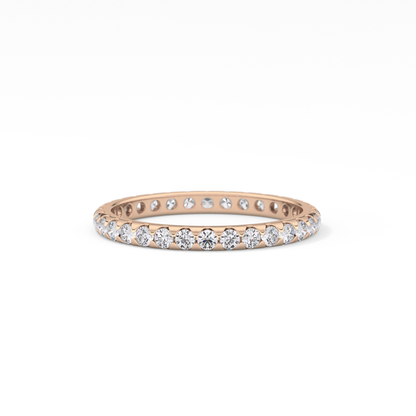 Full Eternity Wedding Band with 0.59 TCW Round Cut Moissanite – Yellow, White, or Rose Gold