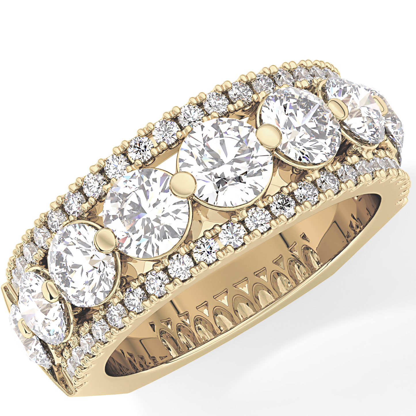Half Eternity Wedding Band with 2.67 TCW Round Cut Moissanite – Yellow, White, or Rose Gold
