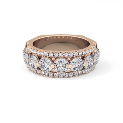 Half Eternity Wedding Band with 2.67 TCW Round Cut Moissanite – Yellow, White, or Rose Gold