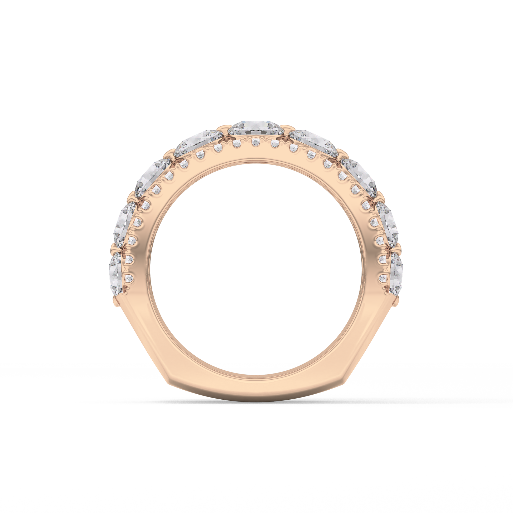 Half Eternity Wedding Band with 2.67 TCW Round Cut Moissanite – Yellow, White, or Rose Gold