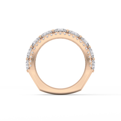 Half Eternity Wedding Band with 2.67 TCW Round Cut Moissanite – Yellow, White, or Rose Gold