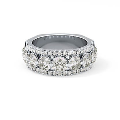 Half Eternity Wedding Band with 2.67 TCW Round Cut Moissanite – Yellow, White, or Rose Gold