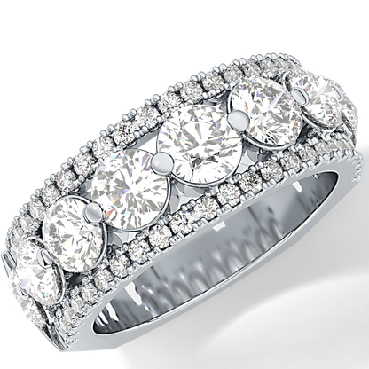 Half Eternity Wedding Band with 2.67 TCW Round Cut Moissanite – Yellow, White, or Rose Gold