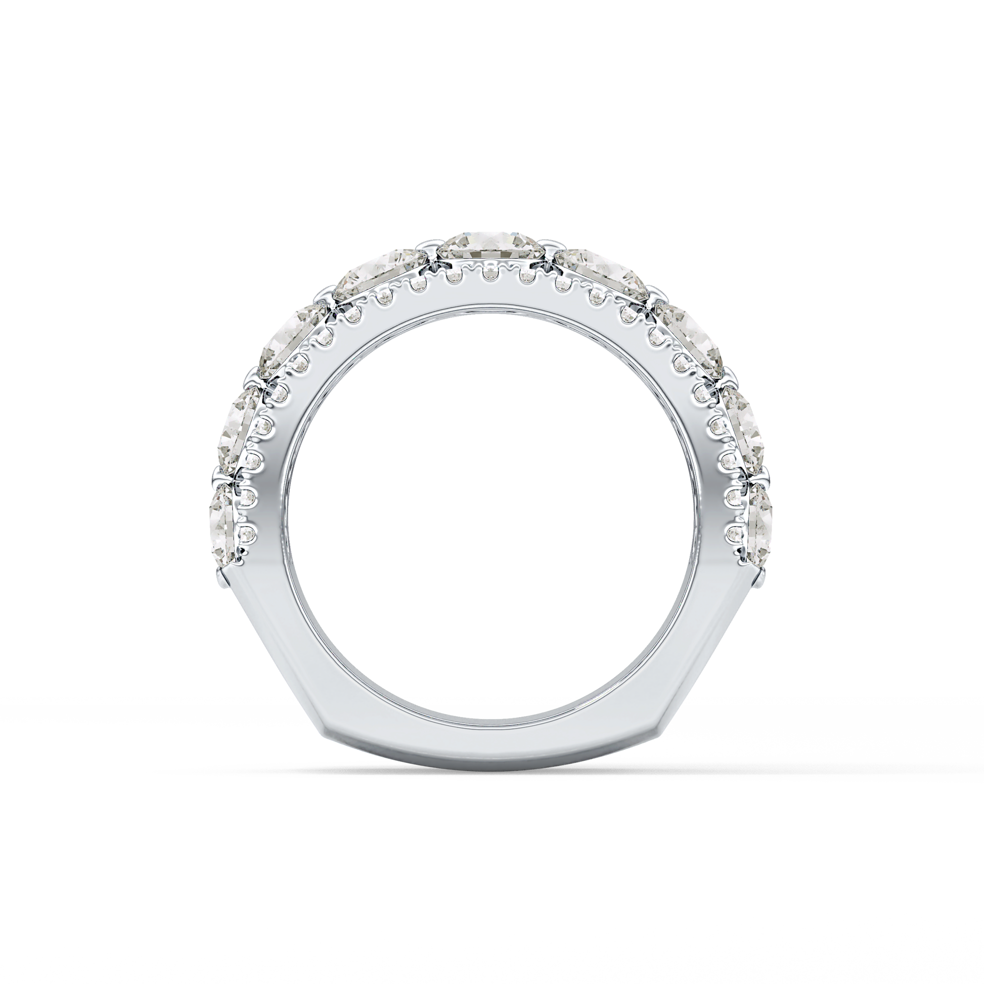 Half Eternity Wedding Band with 2.67 TCW Round Cut Moissanite – Yellow, White, or Rose Gold