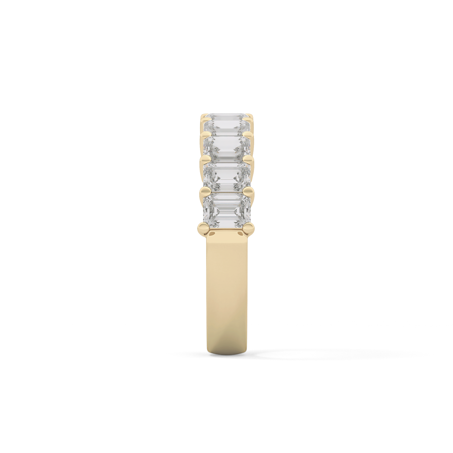 Half Eternity Wedding Band with 2.26 TCW Emerald Cut Moissanite – Yellow, White, or Rose Gold