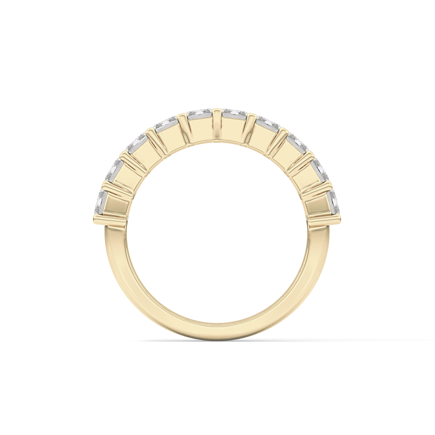 Half Eternity Wedding Band with 2.26 TCW Emerald Cut Moissanite – Yellow, White, or Rose Gold