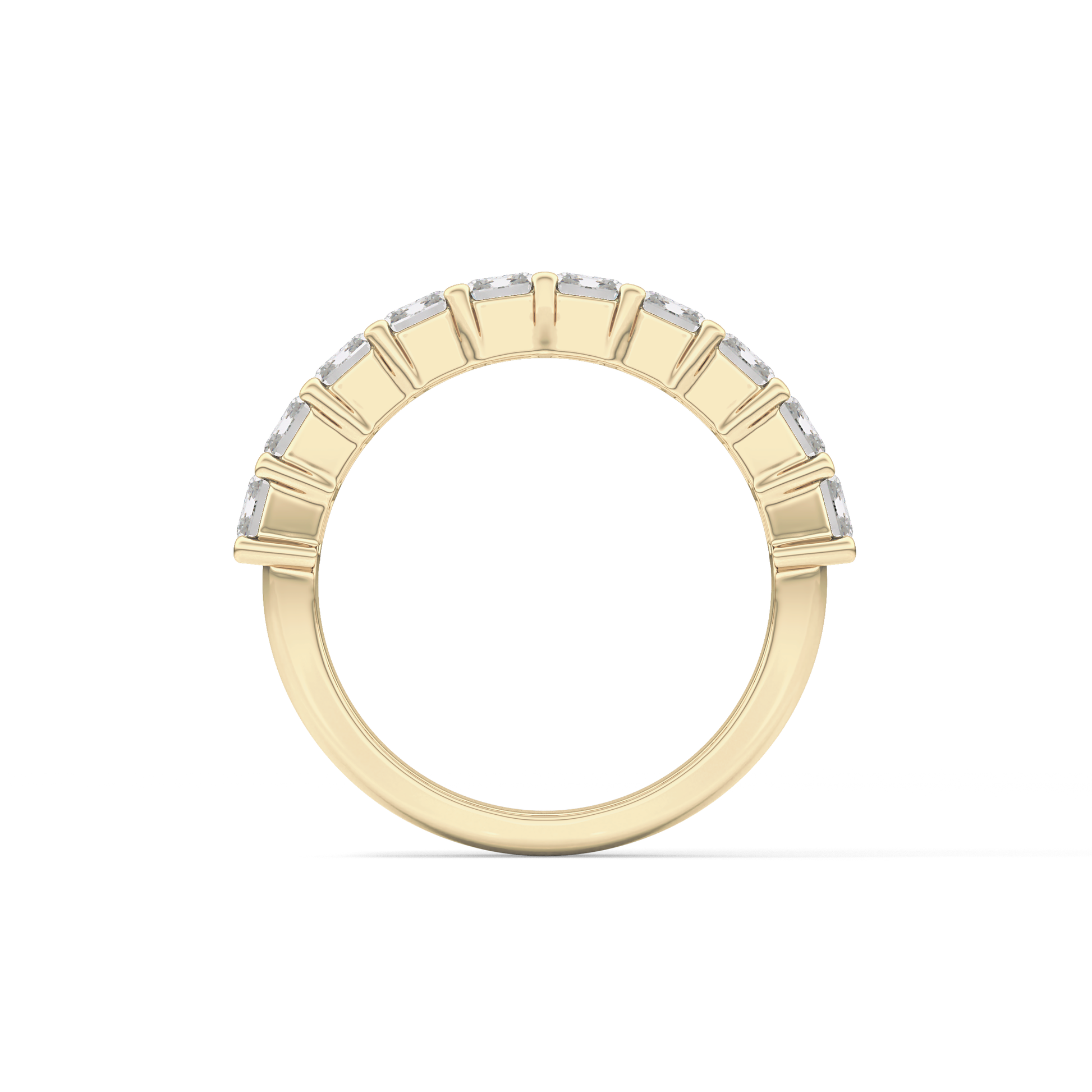 Half Eternity Wedding Band with 2.26 TCW Emerald Cut Moissanite – Yellow, White, or Rose Gold