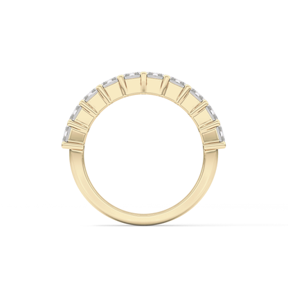 Half Eternity Wedding Band with 2.26 TCW Emerald Cut Moissanite – Yellow, White, or Rose Gold