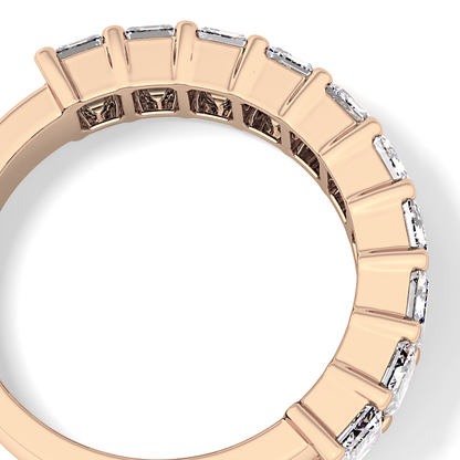 Half Eternity Wedding Band with 2.26 TCW Emerald Cut Moissanite – Yellow, White, or Rose Gold