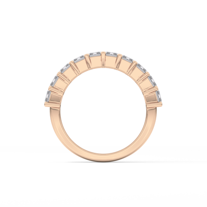 Half Eternity Wedding Band with 2.26 TCW Emerald Cut Moissanite – Yellow, White, or Rose Gold