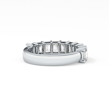 Half Eternity Wedding Band with 2.26 TCW Emerald Cut Moissanite – Yellow, White, or Rose Gold