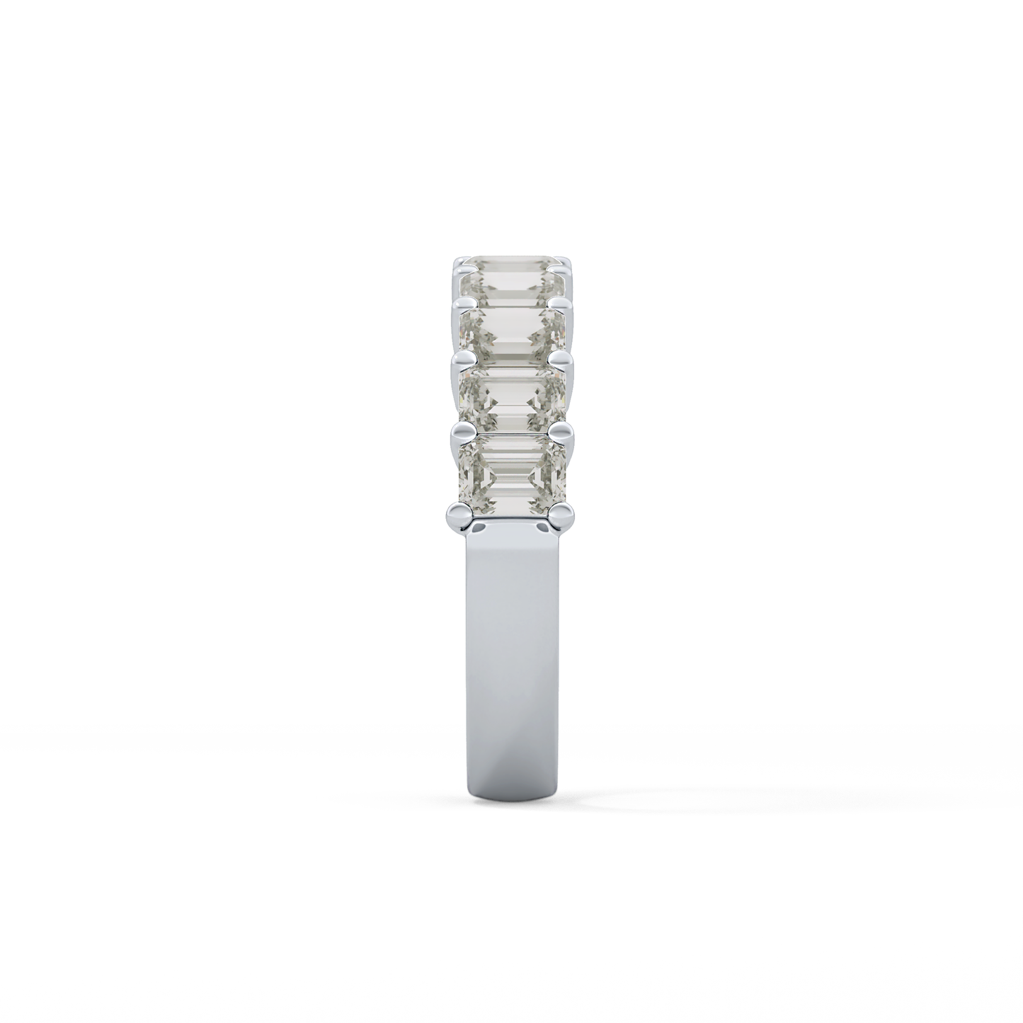 Half Eternity Wedding Band with 2.26 TCW Emerald Cut Moissanite – Yellow, White, or Rose Gold