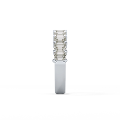 Half Eternity Wedding Band with 2.26 TCW Emerald Cut Moissanite – Yellow, White, or Rose Gold