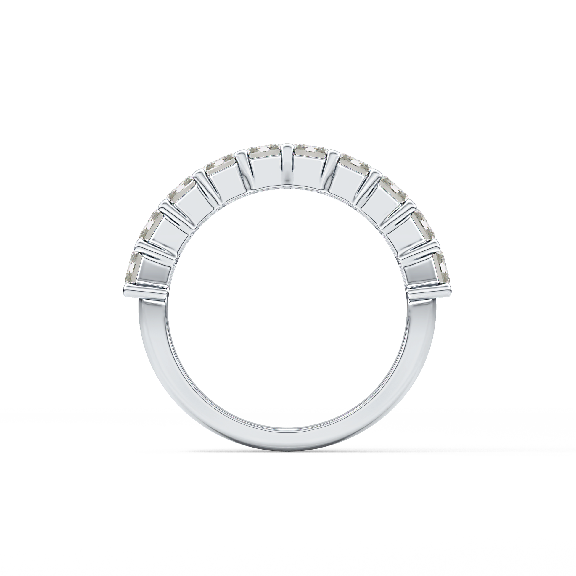 Half Eternity Wedding Band with 2.26 TCW Emerald Cut Moissanite – Yellow, White, or Rose Gold