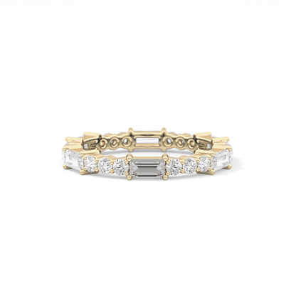 Full Eternity Wedding Band with 1.23 TCW Round & Baguette Cut Moissanite – Yellow, White, or Rose Gold