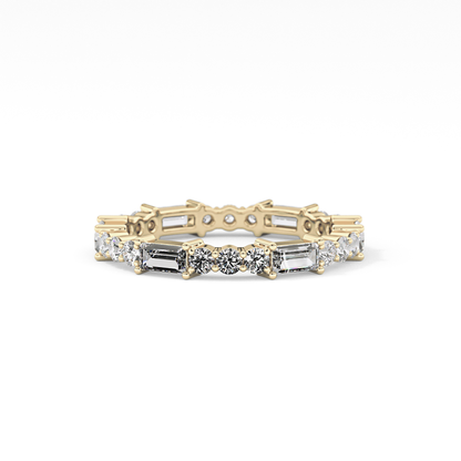 Full Eternity Wedding Band with 1.23 TCW Round & Baguette Cut Moissanite – Yellow, White, or Rose Gold