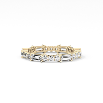 Full Eternity Wedding Band with 1.23 TCW Round & Baguette Cut Moissanite – Yellow, White, or Rose Gold