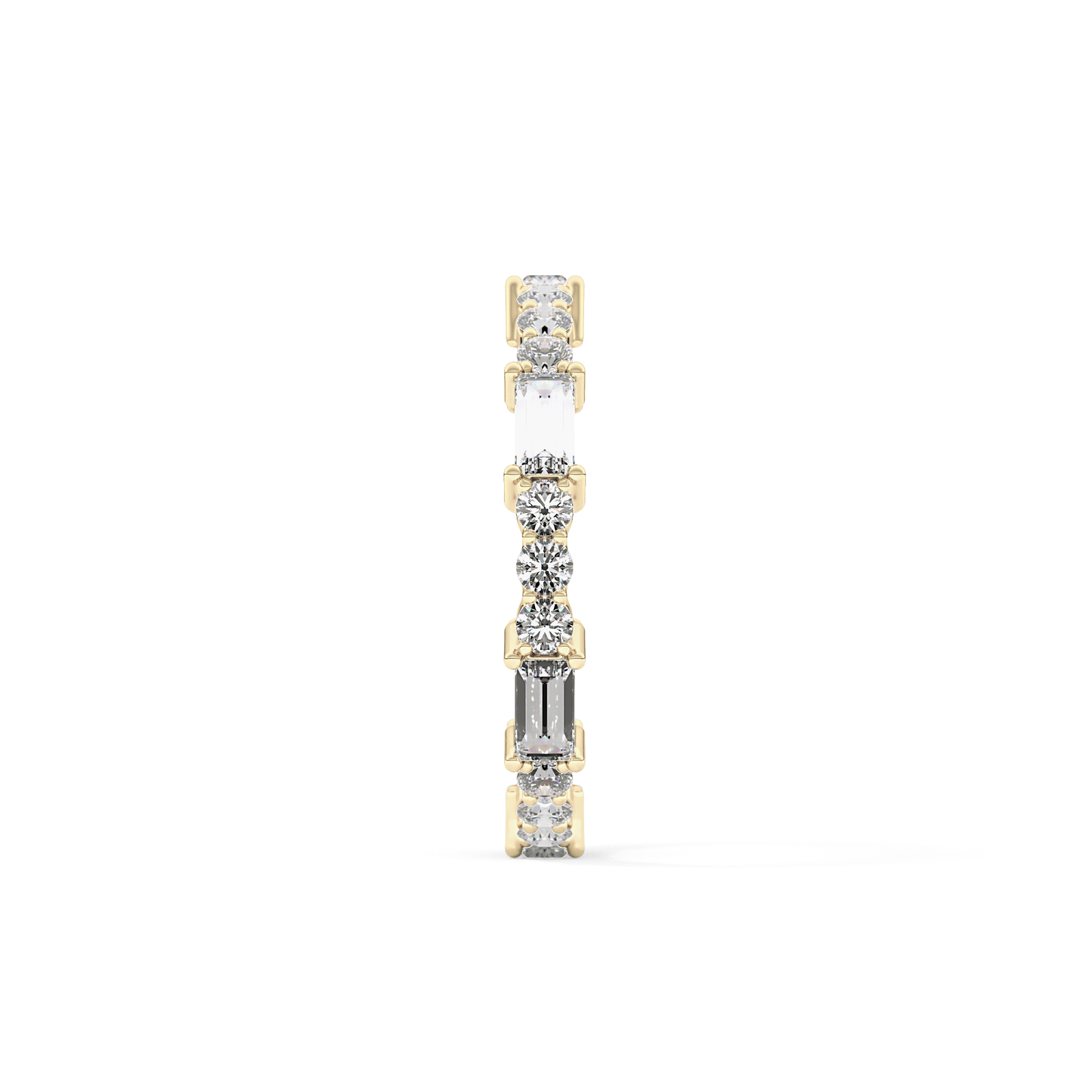 Full Eternity Wedding Band with 1.23 TCW Round & Baguette Cut Moissanite – Yellow, White, or Rose Gold