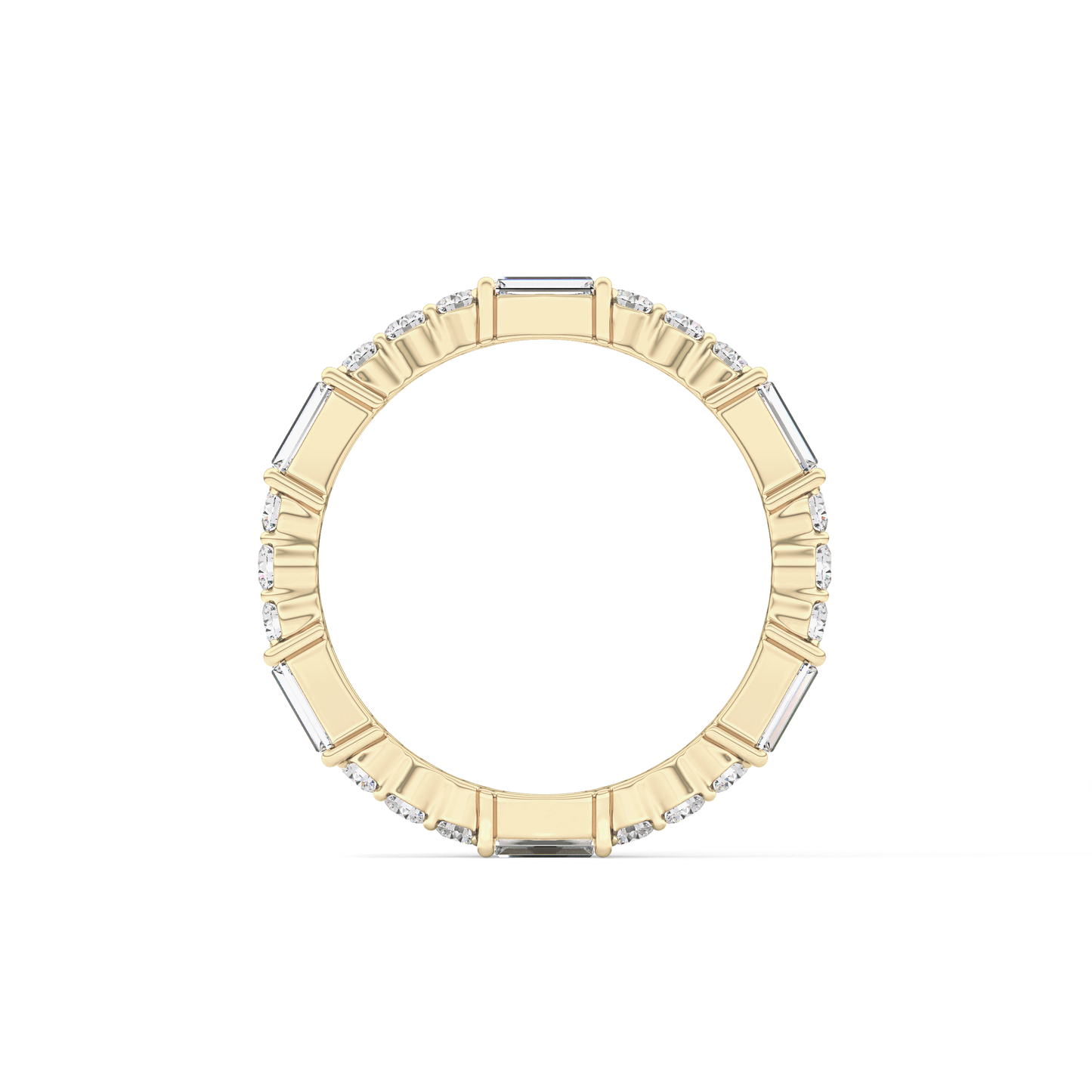 Full Eternity Wedding Band with 1.23 TCW Round & Baguette Cut Moissanite – Yellow, White, or Rose Gold
