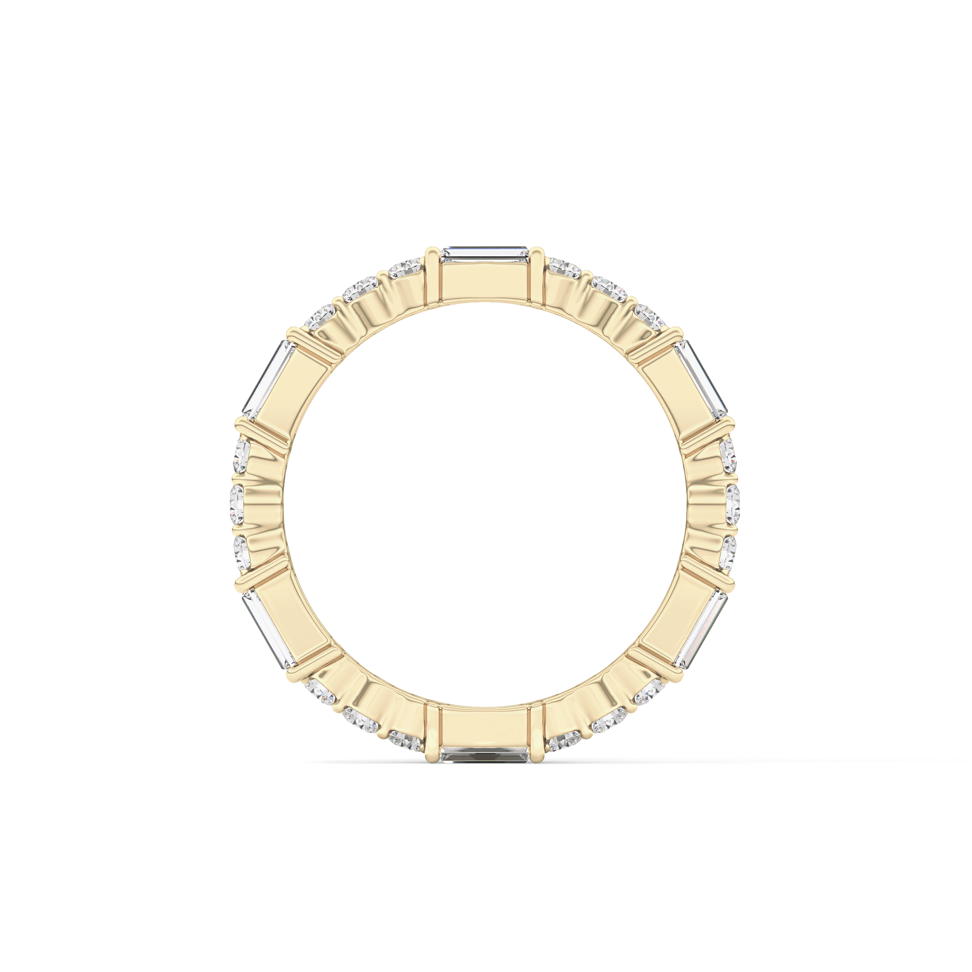 Full Eternity Wedding Band with 1.23 TCW Round & Baguette Cut Moissanite – Yellow, White, or Rose Gold